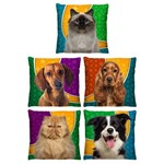 Ficha técnica e caractérísticas do produto Kit 5 Almofadas Decorativas Cachorros para Sala 40cm Xi