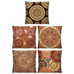 Ficha técnica e caractérísticas do produto Kit 5 Almofadas Decorativas Mandala para Sala 40cm X 40cm