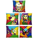 Ficha técnica e caractérísticas do produto Kit 5 Capas de Almofada Pop Art Decorativa Coloridas 40cm X 40cm