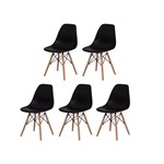 Ficha técnica e caractérísticas do produto Kit 5 Cadeiras Eiffel Eames DSW Preta Base Madeira - Waw Design