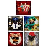 Ficha técnica e caractérísticas do produto Kit 5 Almofadas Decorativas Cachorros para Sala 40cm Xiv
