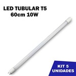 Ficha técnica e caractérísticas do produto Kit 5 Lâmpada Tubular Led T5 Bivolt 60cm Branco Frio 6000k 10w