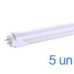 Ficha técnica e caractérísticas do produto Kit 5 Lâmpadas LED Tubular T8 60cm 9W Leitosa Branco Frio 6000K - Bivolt