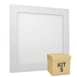 Kit 5 Luminária Plafon Led Embutir 18w Quadrada Slim - Branco Frio