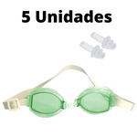 Ficha técnica e caractérísticas do produto Kit 5 Óculos De Natação Infantil Verde Com Protetores de Ouvido