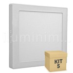 Kit 5 Painel Plafon Sobrepor Led 18w Branco Quadrado