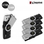 Kit 5 Pen Drive Kingston 16GB USB 2.0 DataTraveler 101 G2 Preto
