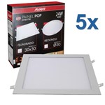 Ficha técnica e caractérísticas do produto Kit 5 Plafon Led Quadrado 24w Painel Embutir Slim Avant