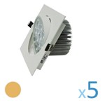 Ficha técnica e caractérísticas do produto Kit 5 Spot Quadrado 12w Led Bivolt - Branco Quente