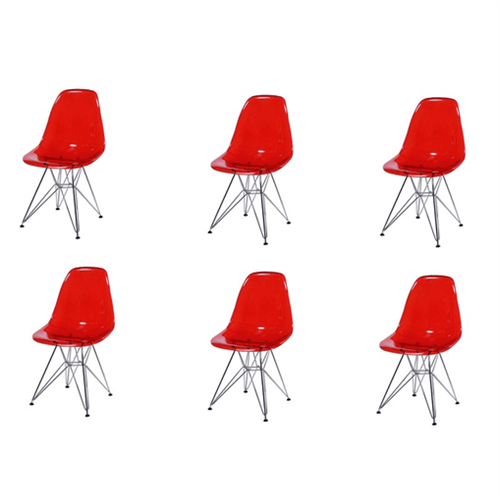 Ficha técnica e caractérísticas do produto Kit 6 Cadeira Eames Eiffel Vermelha PC OR Design 1101
