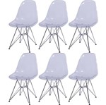 Ficha técnica e caractérísticas do produto Kit 6 Cadeiras Eames Eiffel Transparente PC OR Design 1101