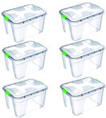 Ficha técnica e caractérísticas do produto Kit 6 Caixas Organizadoras Transparente 56 Litros - Uninjet