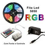 Ficha técnica e caractérísticas do produto Kit 6 Fita Led Rgb 5050 Bivolt Multicores com Fonte e Controle Completa