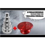 Ficha técnica e caractérísticas do produto Kit 6 Formas Redondas Alta 10cm + Bailarina Vermelha Giratória Profissional