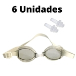 Ficha técnica e caractérísticas do produto Kit 6 Óculos De Natação Infantil Preto Com Protetores de Ouvido