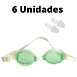 Ficha técnica e caractérísticas do produto Kit 6 Óculos De Natação Infantil Verde Com Protetores de Ouvido