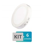 Ficha técnica e caractérísticas do produto Kit 6 Painel Plafon Led Sobrepor Redondo 24W Branco Quente