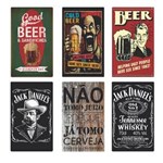 Ficha técnica e caractérísticas do produto Kit 6 Placas Decorativas Cerveja Retrô Jack Daniels