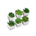 Ficha técnica e caractérísticas do produto Kit 6 Plantas Mini Suculenta Cactus Artificial Vaso Cerâmica