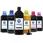 Ficha técnica e caractérísticas do produto Kit 6 Tintas para Epson L800 Black 1 Litro Coloridas 500ml Pigmentada - Valejet