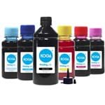 Ficha técnica e caractérísticas do produto Kit 6 Tintas para Epson T673 Black 500ml Coloridas 100ml Corante Koga