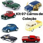 Ficha técnica e caractérísticas do produto Kit 7 Miniaturas Carrinho de Coleção de Ferro Vintage Antigo a Fricção Kinsmart