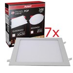 Ficha técnica e caractérísticas do produto Kit 7 Plafon Led Quadrado 24w Painel Embutir Slim Avant
