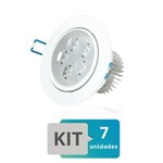 Ficha técnica e caractérísticas do produto Kit - 7 Spot Led Embutir Redondo 5W Branco Quente