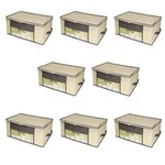 Ficha técnica e caractérísticas do produto Kit 8 Caixa Organizadora Closet Roup Coberta 45x45x20cm