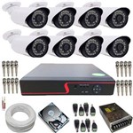 Ficha técnica e caractérísticas do produto Kit 8 Câmeras de Segurança AHD 1 Megapixel com Gravador Dvr- Alta Resolução