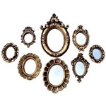 Ficha técnica e caractérísticas do produto Kit 8 Espelhos Decorativos de Parede Molduras Rococó de Resina Ouro Envelhecido - Pop Decorei