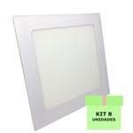 Ficha técnica e caractérísticas do produto Kit 8 Luminária Led Painel Plafon Embutir 18W Quadrado 22X22cm Branco Quente