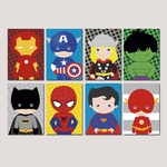 Ficha técnica e caractérísticas do produto Kit 8 Quadros Super Heróis Marvel Decorativo Infantil