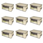 Ficha técnica e caractérísticas do produto Kit 9 Caixa Organizadora Closet Roup Coberta 45x45x20cm