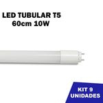 Ficha técnica e caractérísticas do produto Kit 9 Lâmpada Tubular Led T5 Bivolt 60cm Branco Frio 6000k 10w