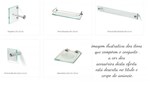 Kit Acessórios em Vidro P/ Banheiro C/ 5 Peças Vermelho Vidro Temperado 8mm + Alumínio Polido - Vb