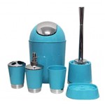 Ficha técnica e caractérísticas do produto Kit Acessórios para Banheiro com Lixeira Top House 06 Peças - Azul