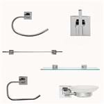 Ficha técnica e caractérísticas do produto Kit Acessórios Quadrado Banheiro em Metal 6 Peças Inox