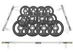 Ficha técnica e caractérísticas do produto Kit Anilhas Ferro Fundido 40kg + 2 Barras de 40cm + Barra de 150cm