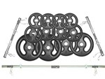Ficha técnica e caractérísticas do produto Kit Anilhas Ferro Fundido 50kg + 2 Barras de 40cm + Barra de 150cm