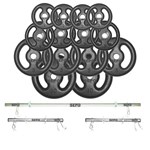 Ficha técnica e caractérísticas do produto Kit Anilhas Ferro Fundido 60Kg + 2 Barras de 40cm + Barra de 150cm - Sepo - Pesos