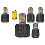 Ficha técnica e caractérísticas do produto Kit Aparelho Telefone Fixo Sem Fio TS 5120 com 4 Ramal Bina