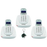 Ficha técnica e caractérísticas do produto Kit Aparelho Telefone Fixo Sem Fio Ts 63v Branco com 2 Ramal