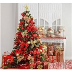 Kit Árvore de Natal Decorada 150cm C/ 43 Enfeites + Pisca Pisca