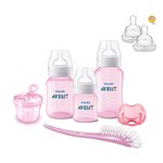 Kit Avent Classic+ 3 Mamadeiras Rosa Dosador, Chupeta Escova e Bico - Philips Avent