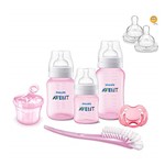 Ficha técnica e caractérísticas do produto Kit Avent Classic+ 3 Mamadeiras Rosa Dosador, Chupeta, Escova e Bico Philips Avent