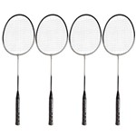 Kit Badminton - 4 Raquetes - 2 Petecas Rede