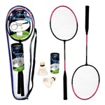 Ficha técnica e caractérísticas do produto Kit Badminton C/ 2 Raquetes + 3 Petecas - Zein