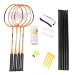 Kit Badminton Vollo - 4 Raquetes + 3 Petecas + Rede + Suporte