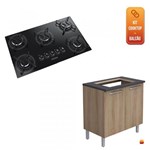 Kit Balcão Itatiaia Cacau Carvalho Hannover e Cooktop Itatiaia 5 Bocas